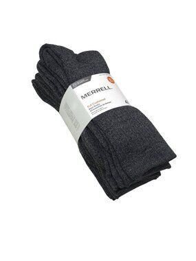 Merrell Full Cushioned Wool Blend Boot Socks 4-Pack M/L Dark Gray